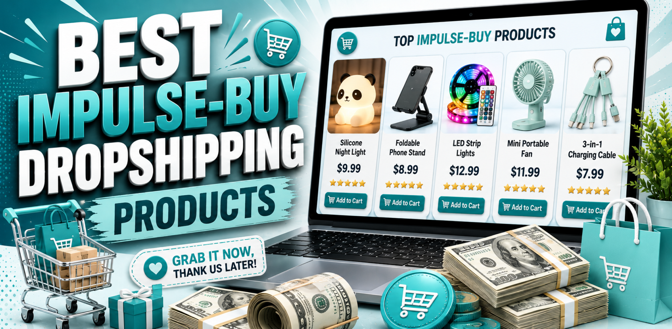 Featured image for an article about best impulse-buy dropshipping products.