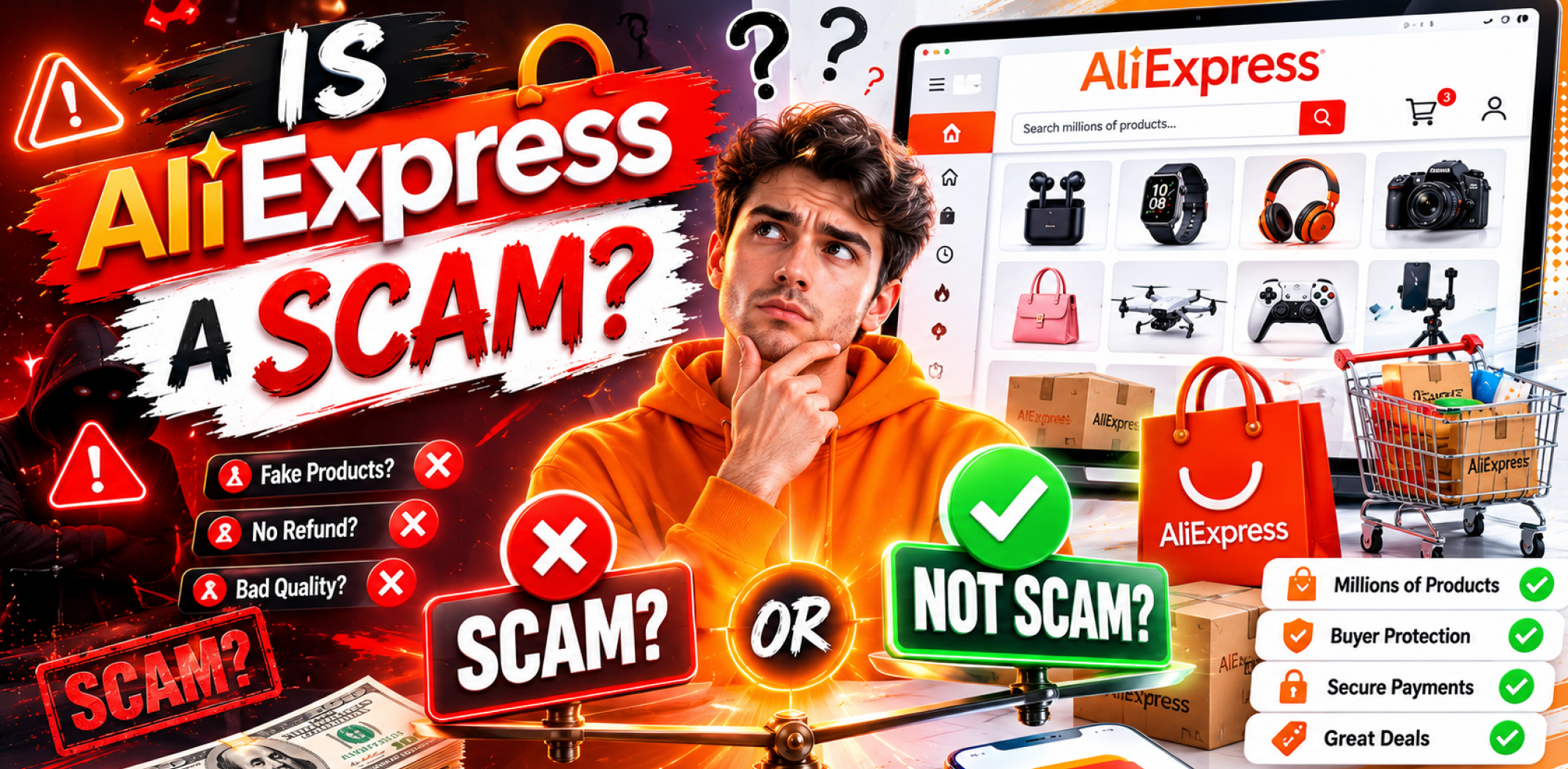 Featured image for an article about Is AliExpress a scam.