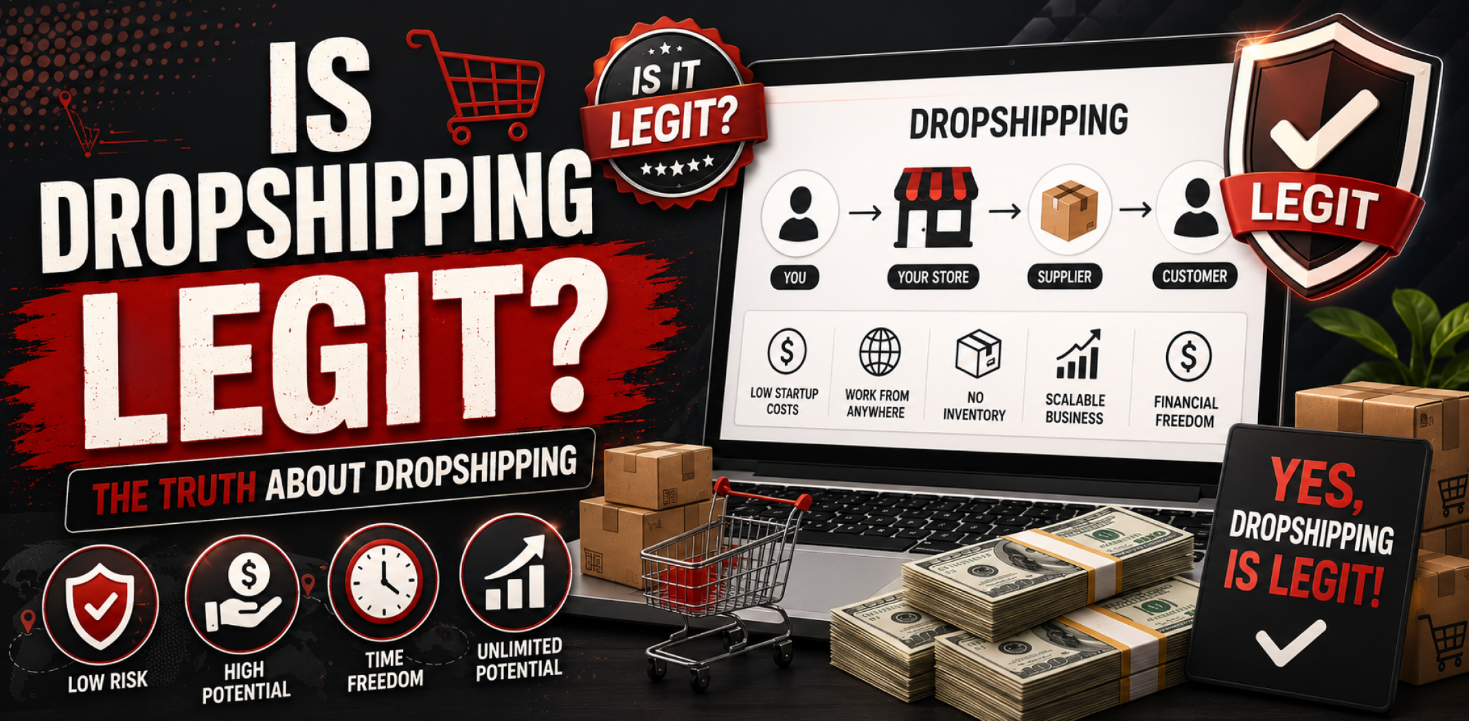 Featured image for an article about Is Dropshipping legit.