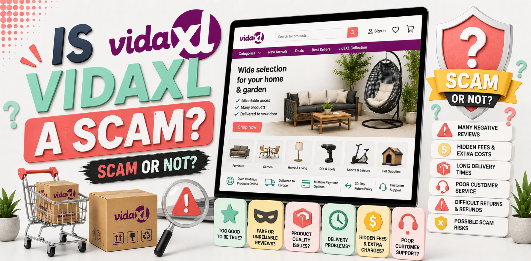 Featured image for an article about Is VidaXL a scam.