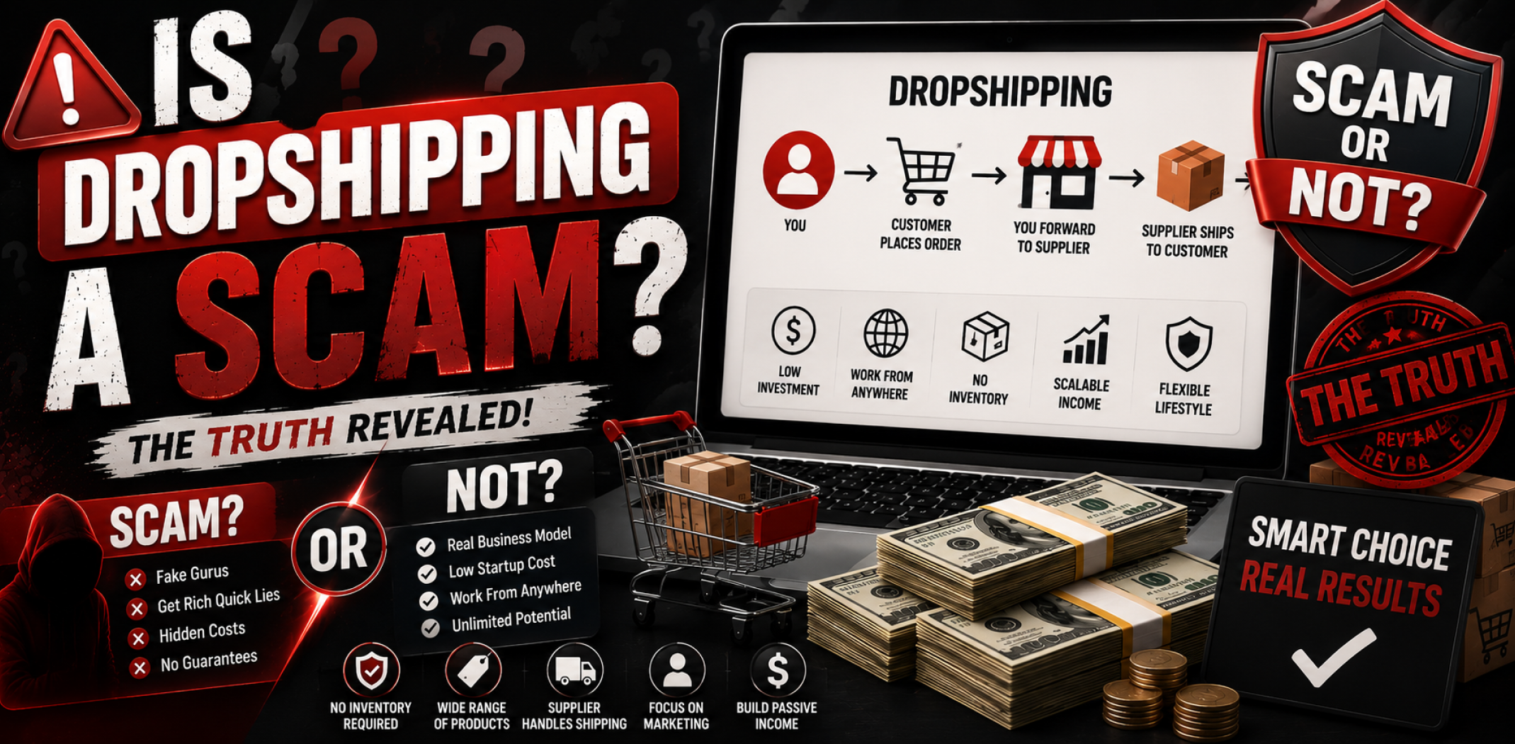Featured image for an article about Is dropshipping a scam.